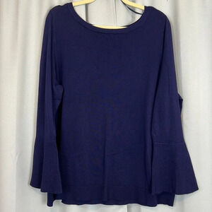 Lane Bryant Purple Scoop Neck Ribbed Bell‎ Sleeve Size 18/20
